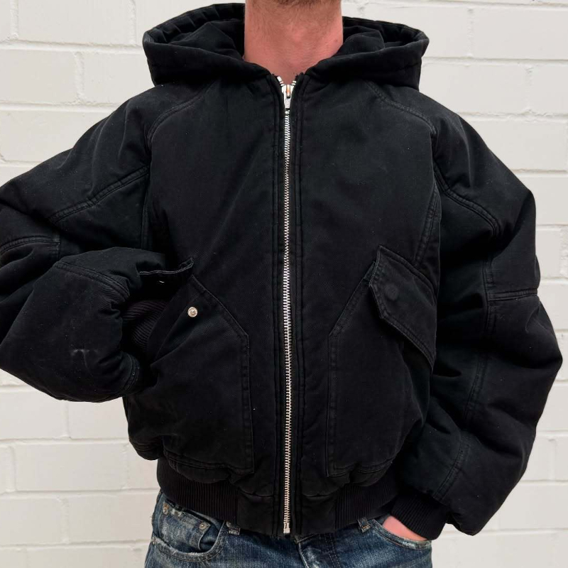 Vintage Zip Hoodie - Jaqueta bomber de lona de tamanho