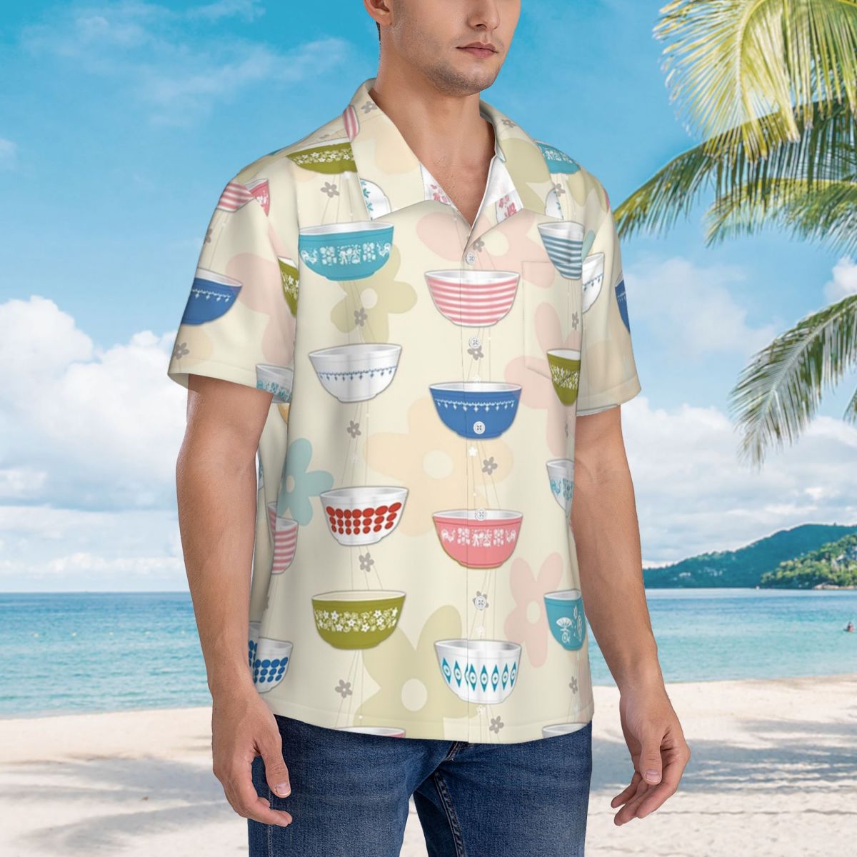Vintage Collectible Pyrex - Coleção de Camisas Havaianas Vintage Pyrex