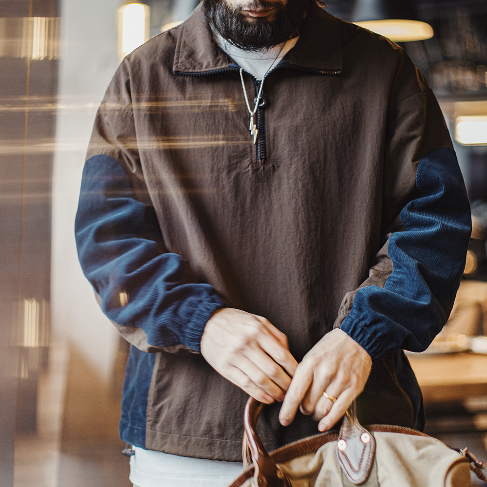 Maden vintage veludo cor-bloco - Vintage Zip Hoodie avaliação e preço