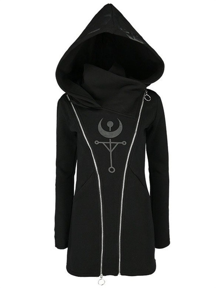 Gótico punk impressão de manga - Vintage Zip Hoodie avaliação e preço