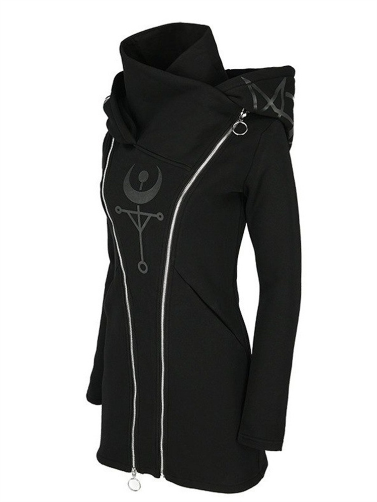 Gótico punk impressão de manga - Vintage Zip Hoodie avaliação e preço