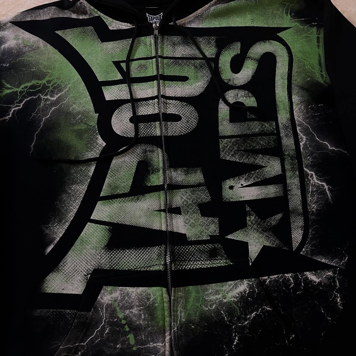 Vintage verde tapout impressão - Vintage Zip Hoodie avaliação e preço