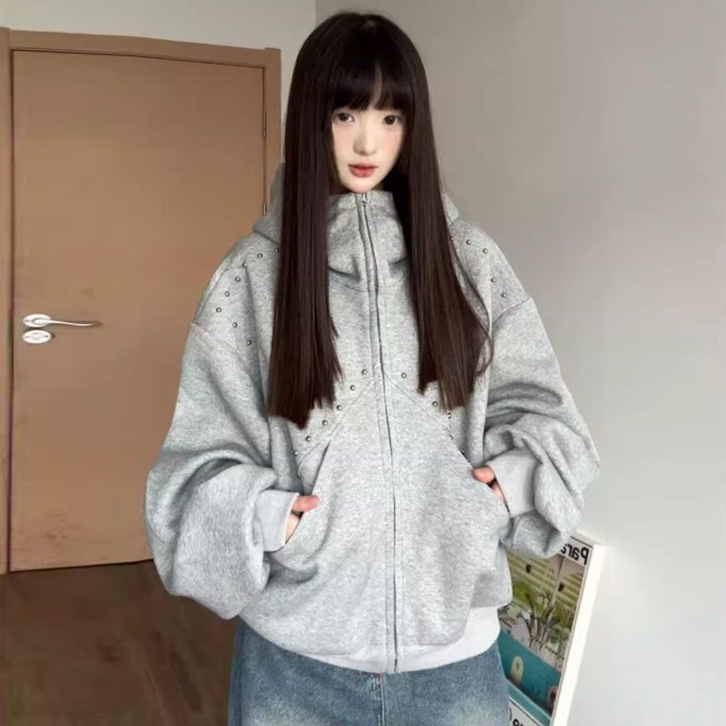 Moletom Feminino Y2K Vintage c - Vintage Zip Hoodie avaliação e preço